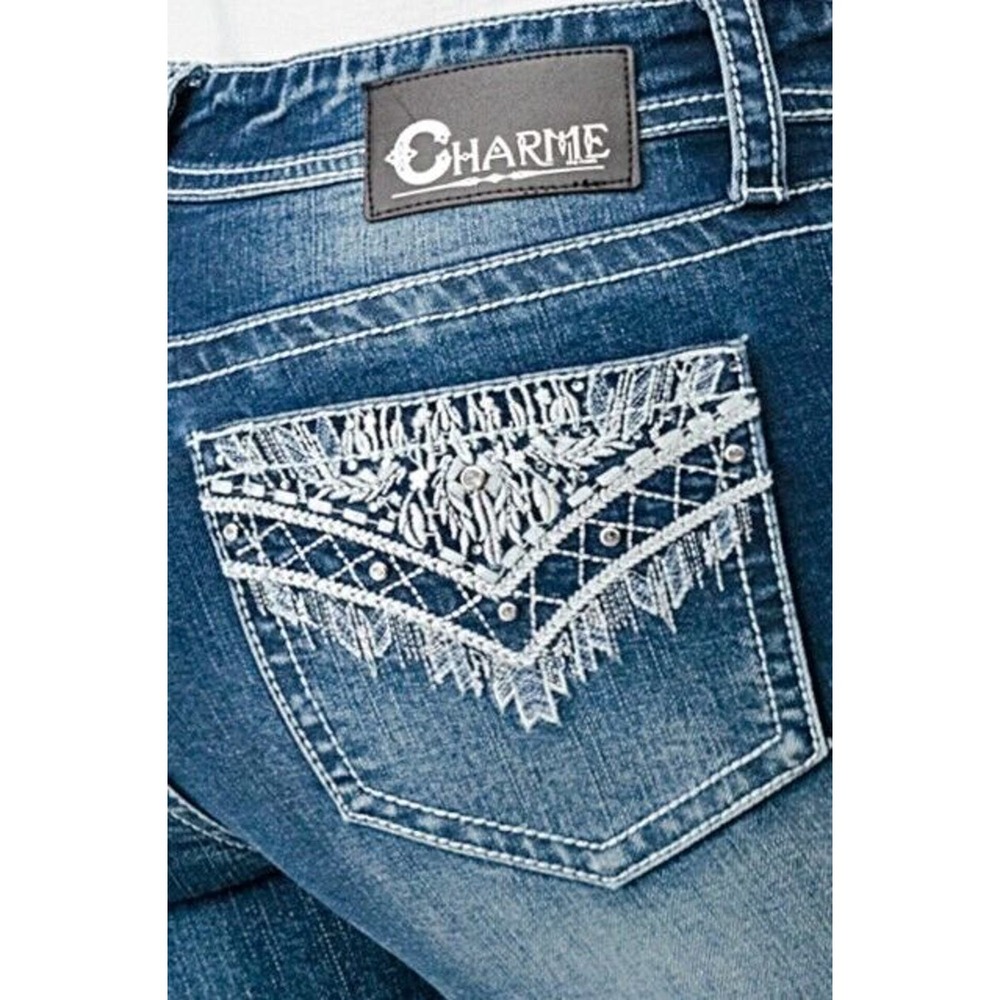 Charme by Grace in LA Jeans Women's Aztec Western Embroidered Bootcut Jeans